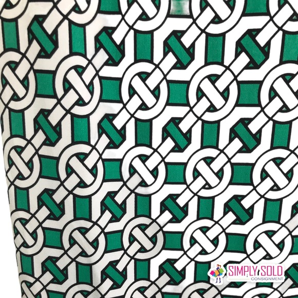 Laundry by Design Women's Shift Dress Green White Black Geometric V-Neck Sz 2 - Picture 6 of 8